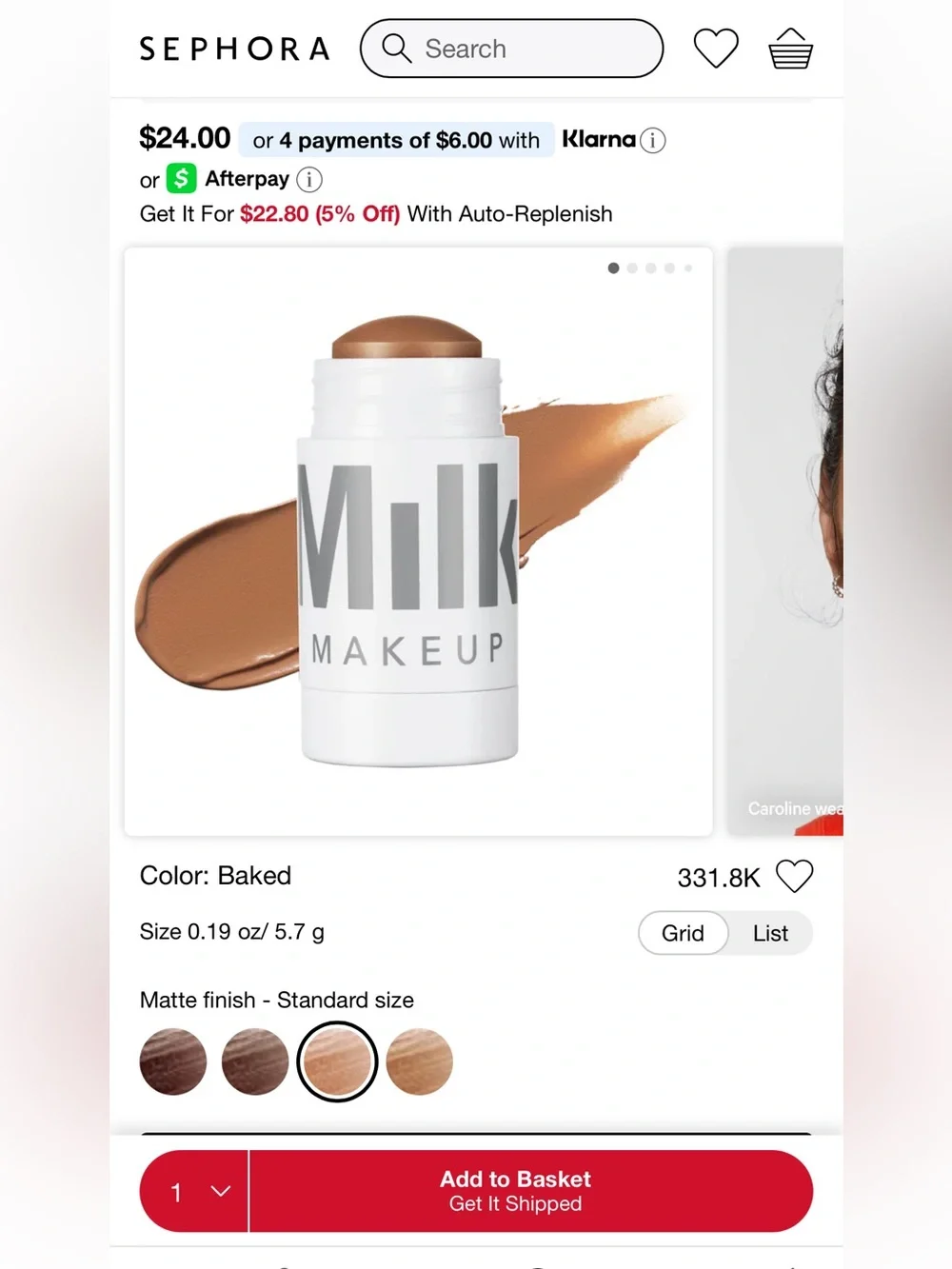 Milk Makeup Matte Bronzer — Baked